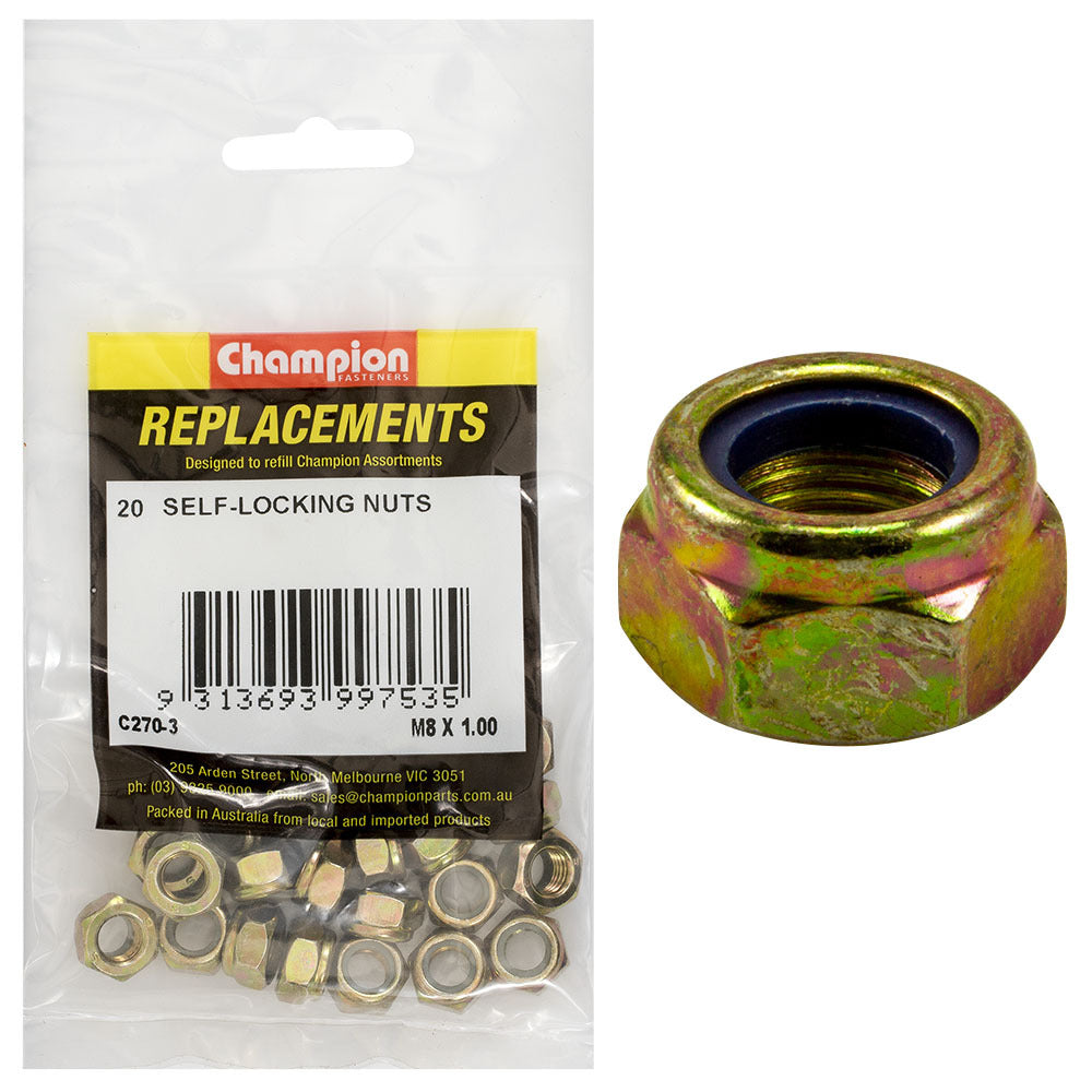 Champion C270-3 Self Locking Nut M8 x 1.00mm -  20/Pack