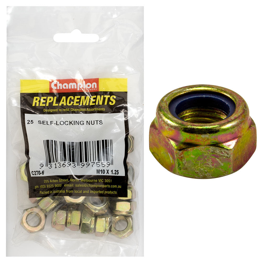 Champion C270-6 Self Locking Nut M10 x 1.25mm -  25/Pack