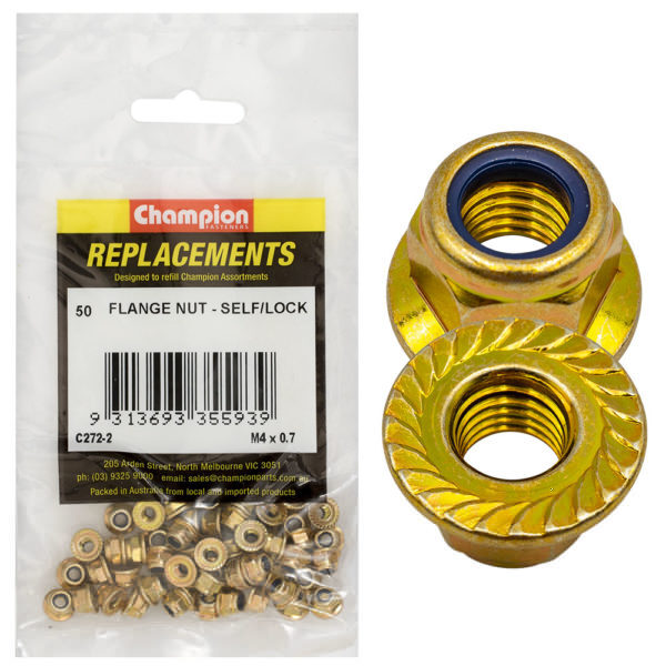 Champion C272-2 Self-Locking Hex Flange Nut M4 x 0.7mm - 50/Pack