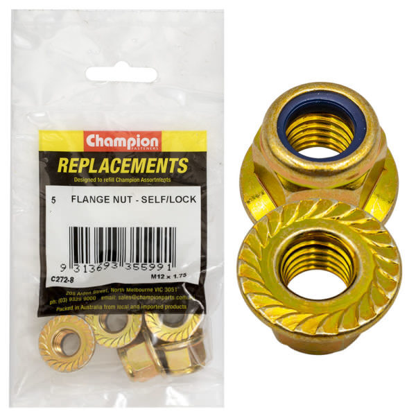 Champion C272-8 Self-Locking Hex Flange Nut M12 x 1.75mm - 5/Pack