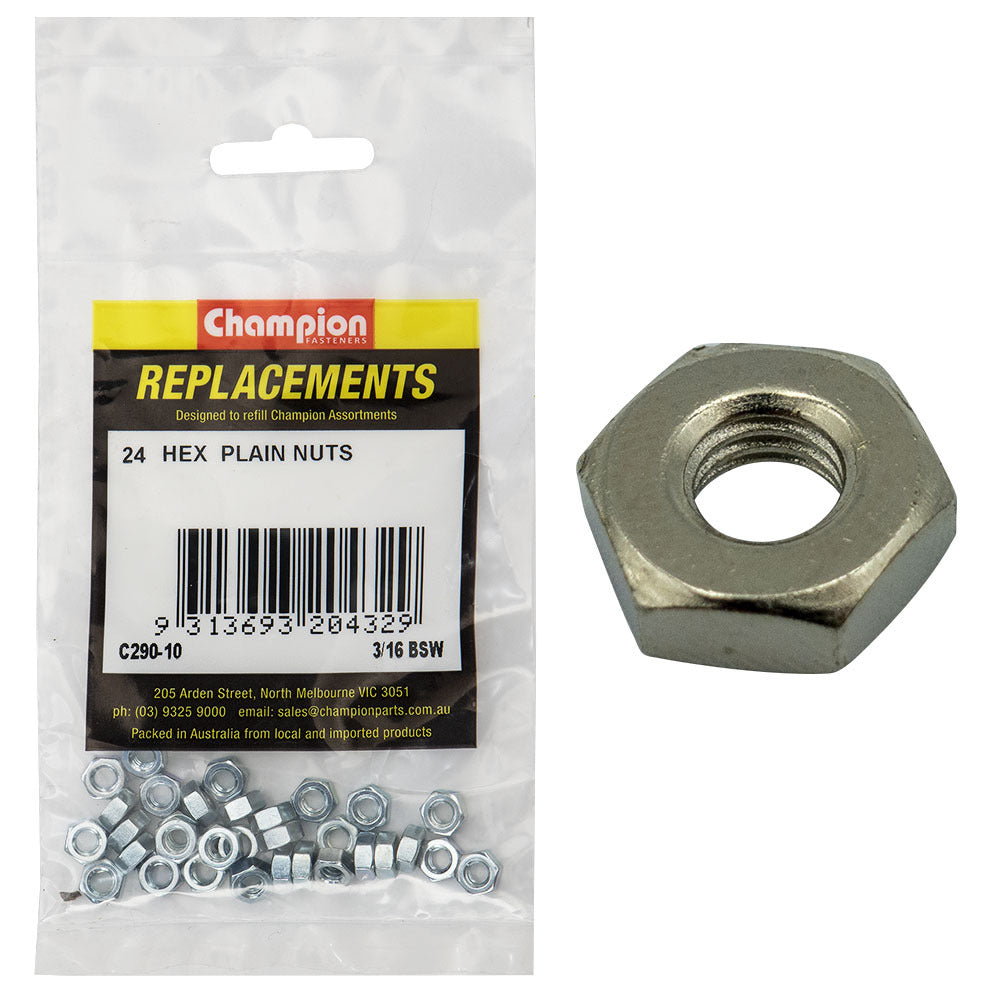 Champion C290-10 Hexagon Nut BSW 3/16" -  24/Pack