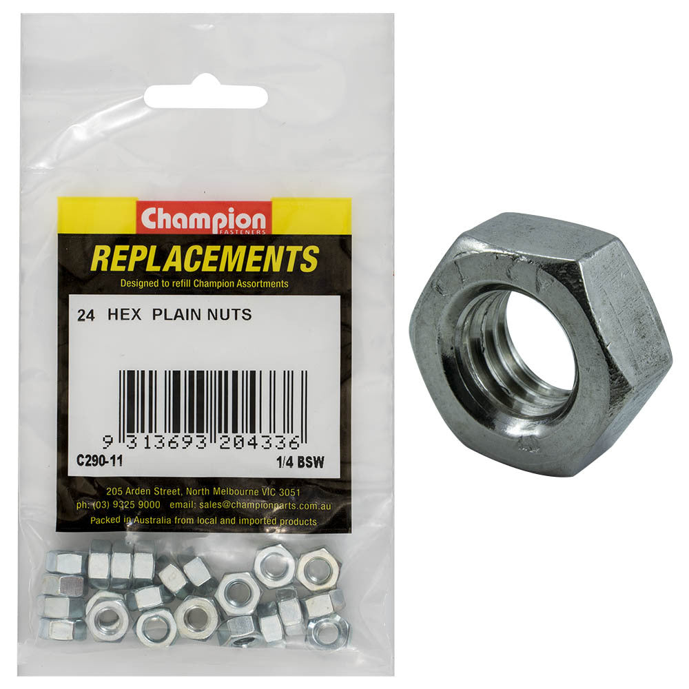 Champion C290-11 Hexagon Nut BSW 1/4" -  24/Pack