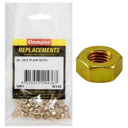 Champion C300-3 Plain Hex Nut M5 x 0.8mm -  50/Pack