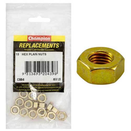 Champion C300-6 Plain Hex Nut M8 x 1.25mm -  15/Pack