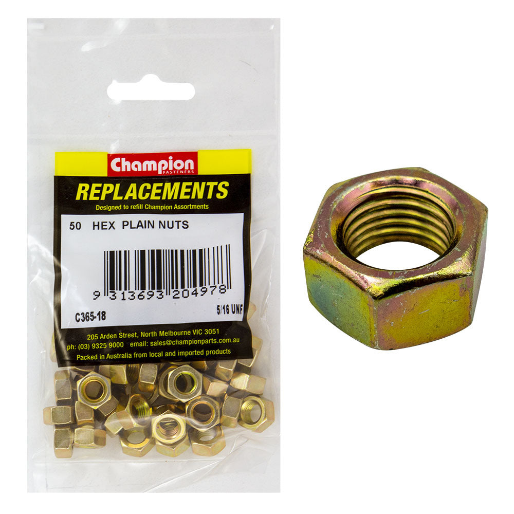 Champion C365-18 5/16" UNF High Tensile Hex Nut -  50/Pack