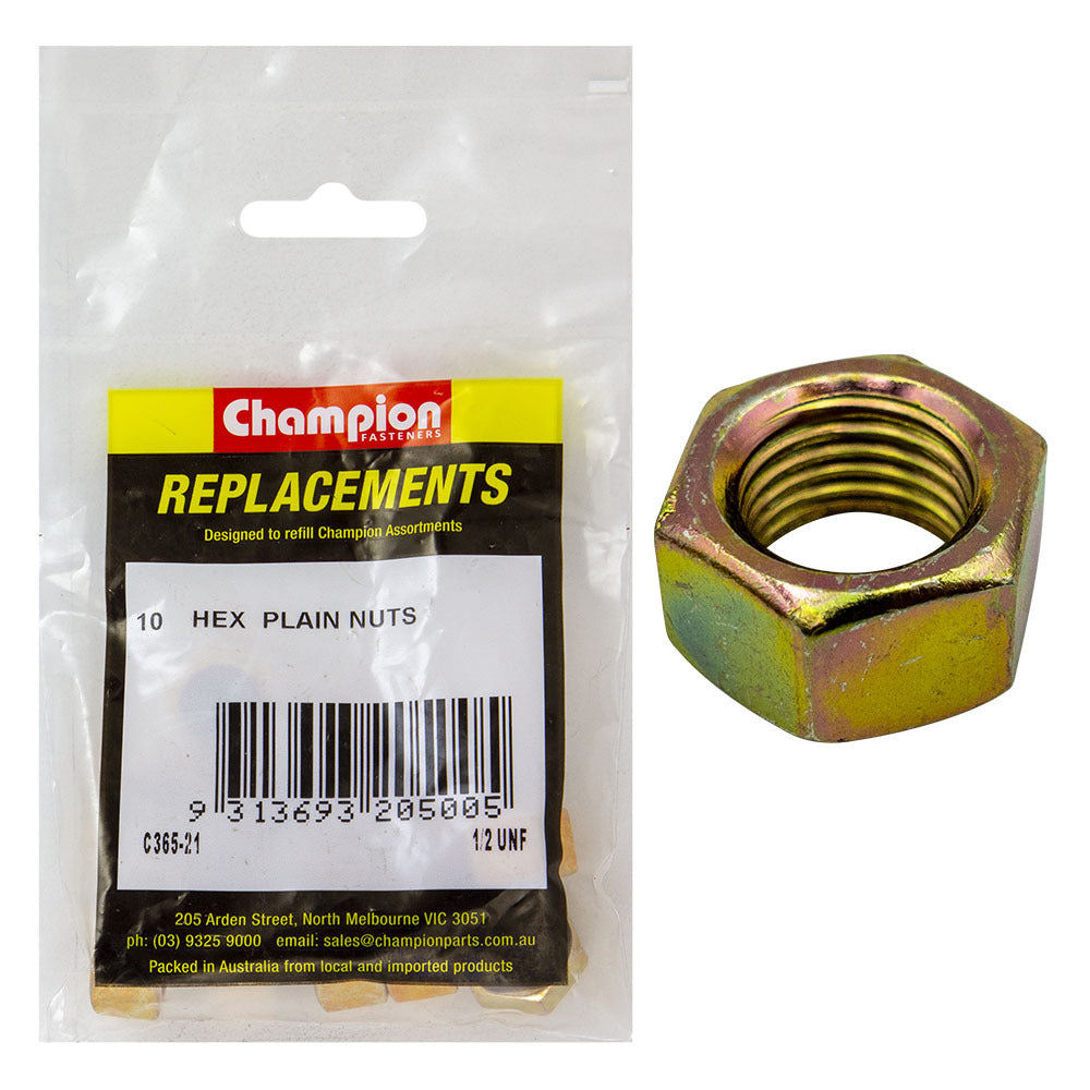 Champion C365-21 1/2" UNF High Tensile Hex Nut -  10/Pack