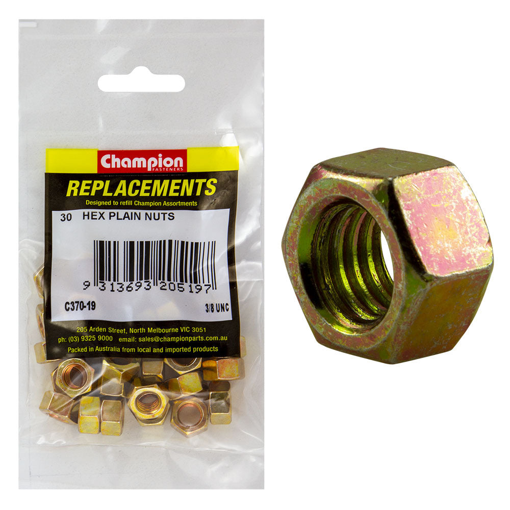 Champion C370-19 3/8" UNC High Tensile Hex Nut -  30/Pack