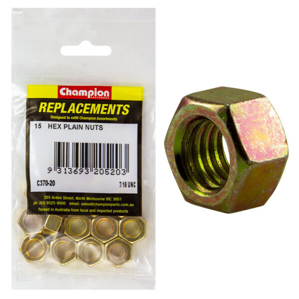 Champion C370-20 7/16" UNC High Tensile Hex Nut -  15/Pack