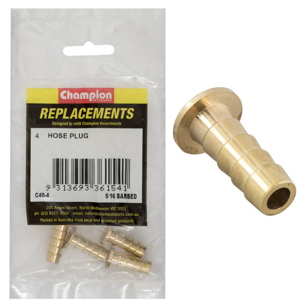 Champion C40-4 Hose Plug Barbed Brass 5/16" - 4/Pack
