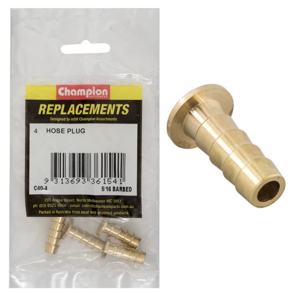 Champion C40 Hose Plug Barbed Brass - AIMS Industrial Supplies