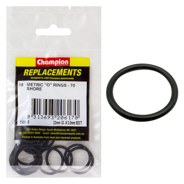 Champion C408-15 O-Ring Nitrile 70 Metric 22 x 2.5mm - 15/Pack
