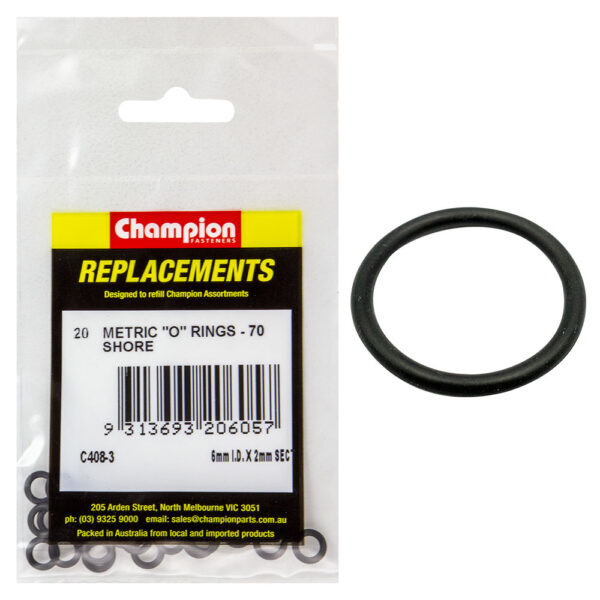Champion C408-3 O-Ring Nitrile 70 Metric 6 x 2mm - 20/Pack