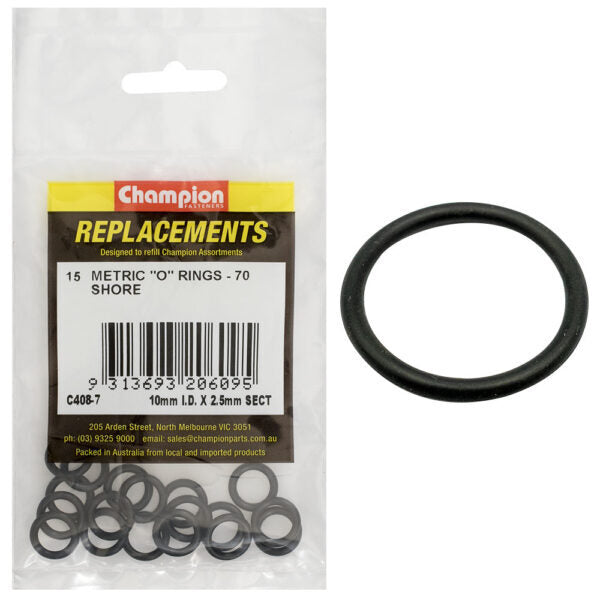 Champion C408-7 O-Ring Nitrile 70 Metric 10 x 2.5mm - 15/Pack