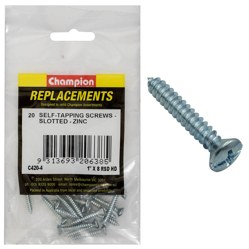 Champion C420-4 Raised Multi Slotted/Combo Self Tapping Screw 4.2 x 25mm 20/Pack
