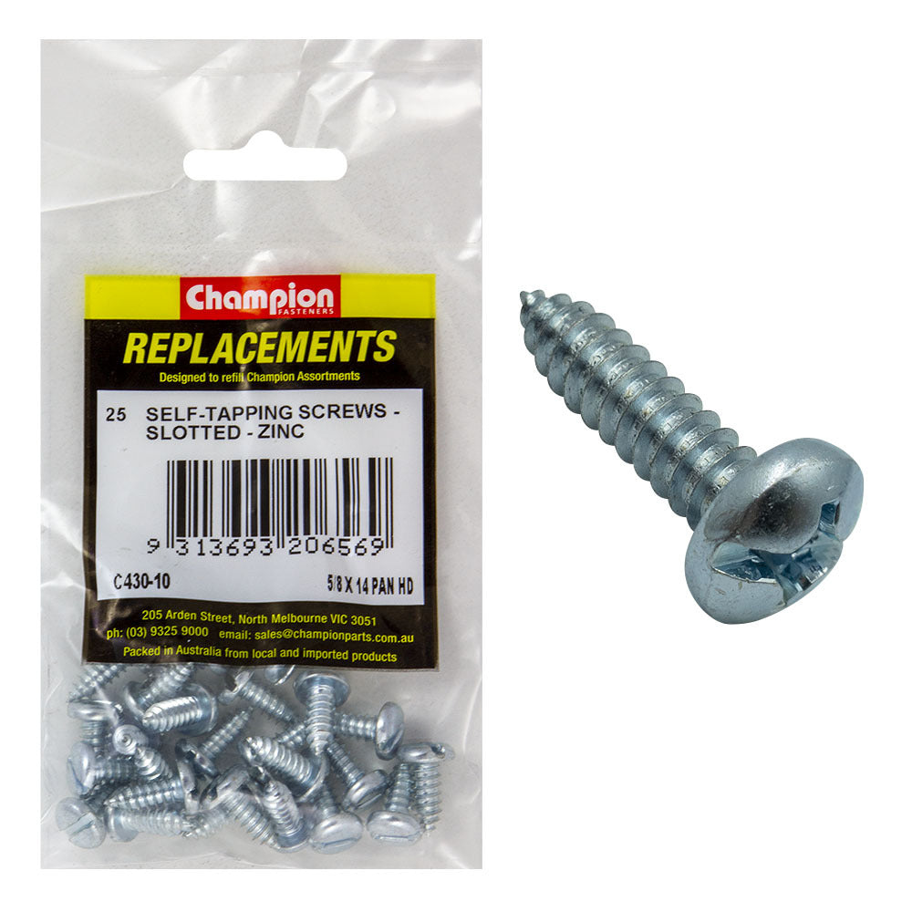 Champion C430-10 Pan Head Combo/Slotted Screw 6.3 x 16mm - 25/Pack