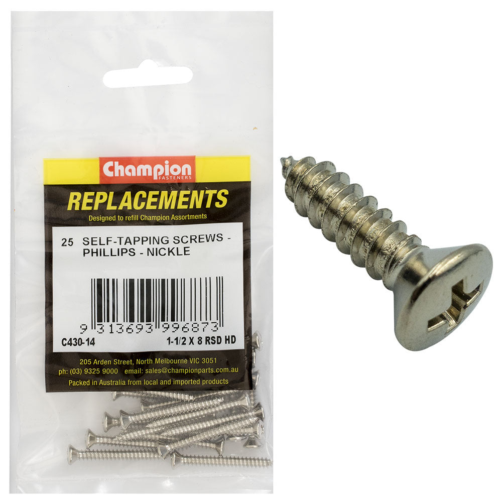 Champion C430-14 Raised Head Combo/Slotted Screw 4.2 x 38mm - 25/Pack