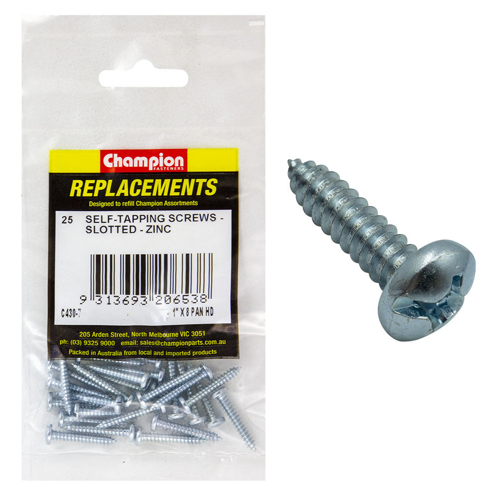 Champion C430-7 Pan Head Combo/Slotted Screw 4.2 x 25mm - 25/Pack