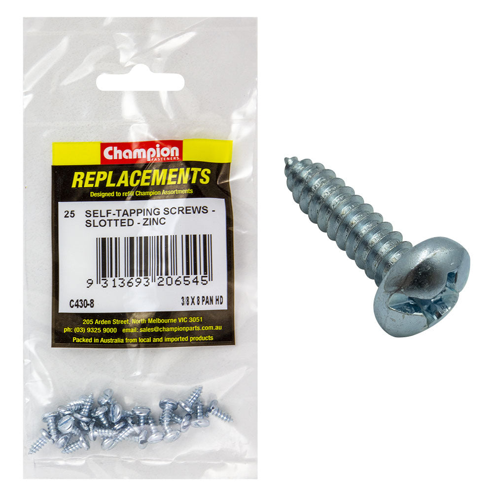 Champion C430-8 Pan Head Combo/Slotted Screw 4.2 x 9.5mm - 25/Pack