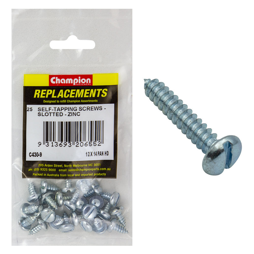 Champion C430-9 Pan Head Combo/Slotted Screw 6.3 x 13mm - 25/Pack