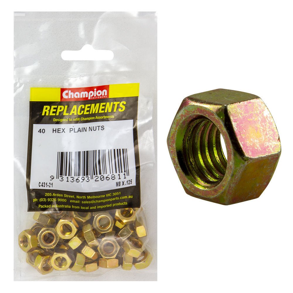 Champion C431-21 Metric M8 x 1.25mm Hex Nut Class 8 - 40/Pack - AIMS Industrial Supplies