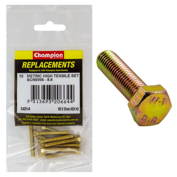Champion C431-4 Hex Set Screw Metric M5 x 35mm GR8.8 -  10/Pack