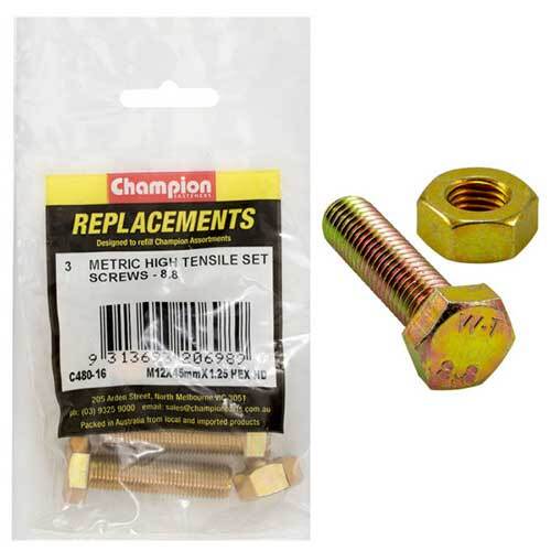 Champion C480-16 Set Screws M12 x 45 x 1.25 & Nuts - 3/Pack - AIMS Industrial Supplies