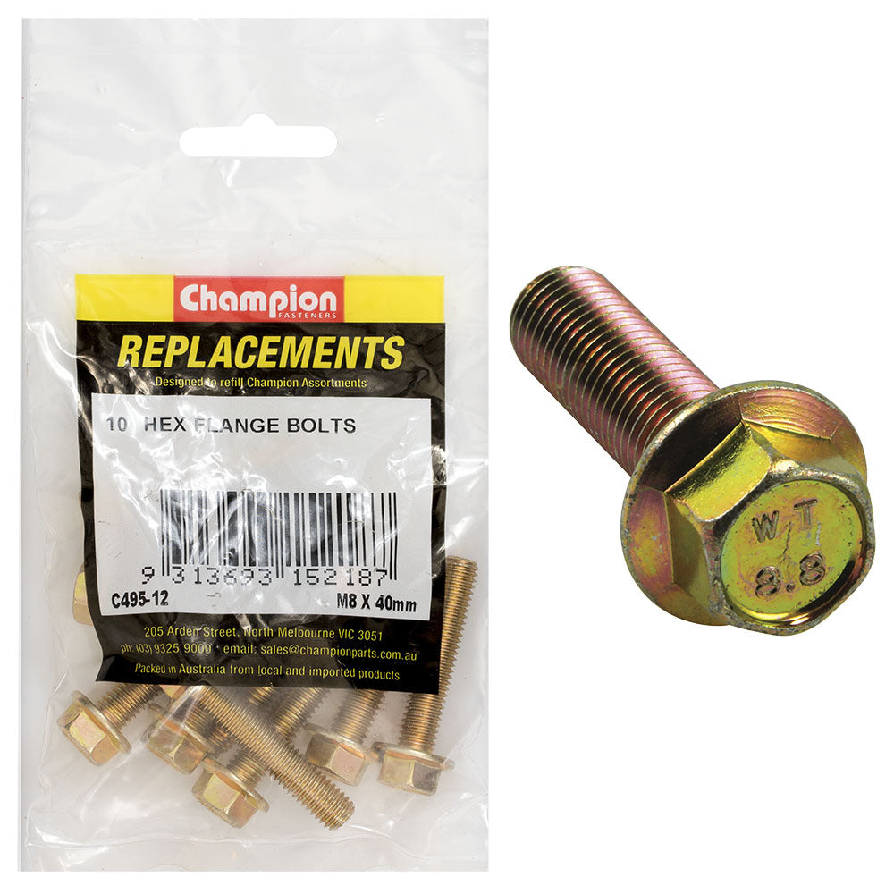 Champion C495-12 Hex Set Screw Flanged Head (12AF) M8 x 40mm - 10/Pack