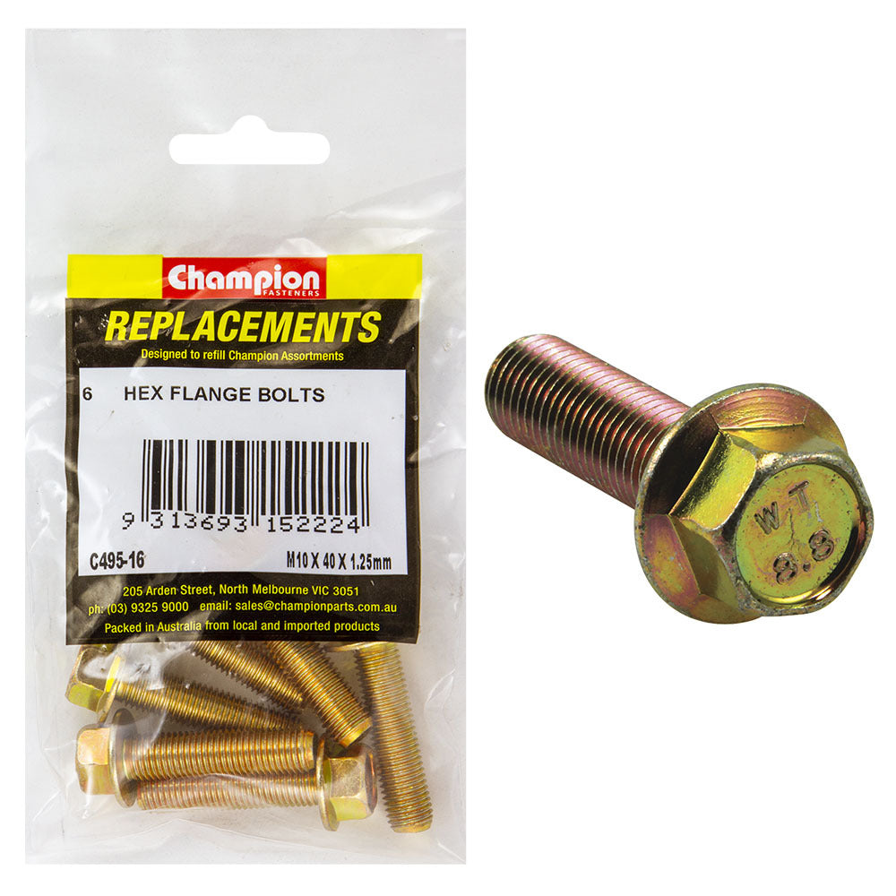 Champion C495-16 Hex Set Screw Flanged Head (14AF) M10 x 40 x 1.25mm - 6/Pack