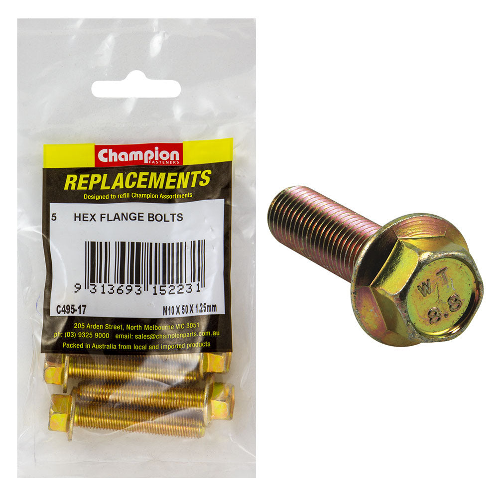 Champion C495-17 Hex Set Screw Flanged Head (14AF) M10 x 50 x 1.25mm - 5/Pack