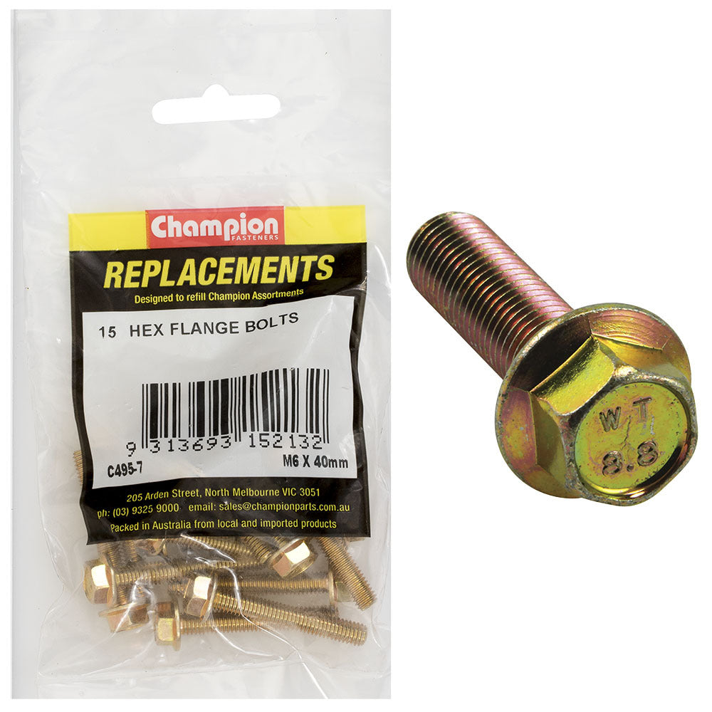Champion C495-7 Hex Set Screw Flanged Head (10AF M6 x 40mm - 15/Pack
