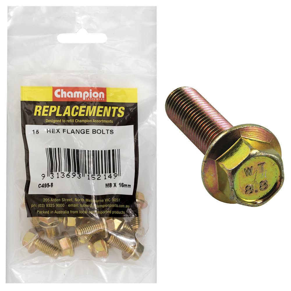 Champion C495-8 Hex Set Screw Flanged Head (12AF) M8 x 16mm - 15/Pack