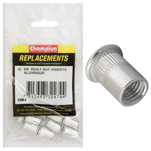 Champion C506-4 Rivet Nut Insert Aluminium M8 x 1.25mm - 10/Pack