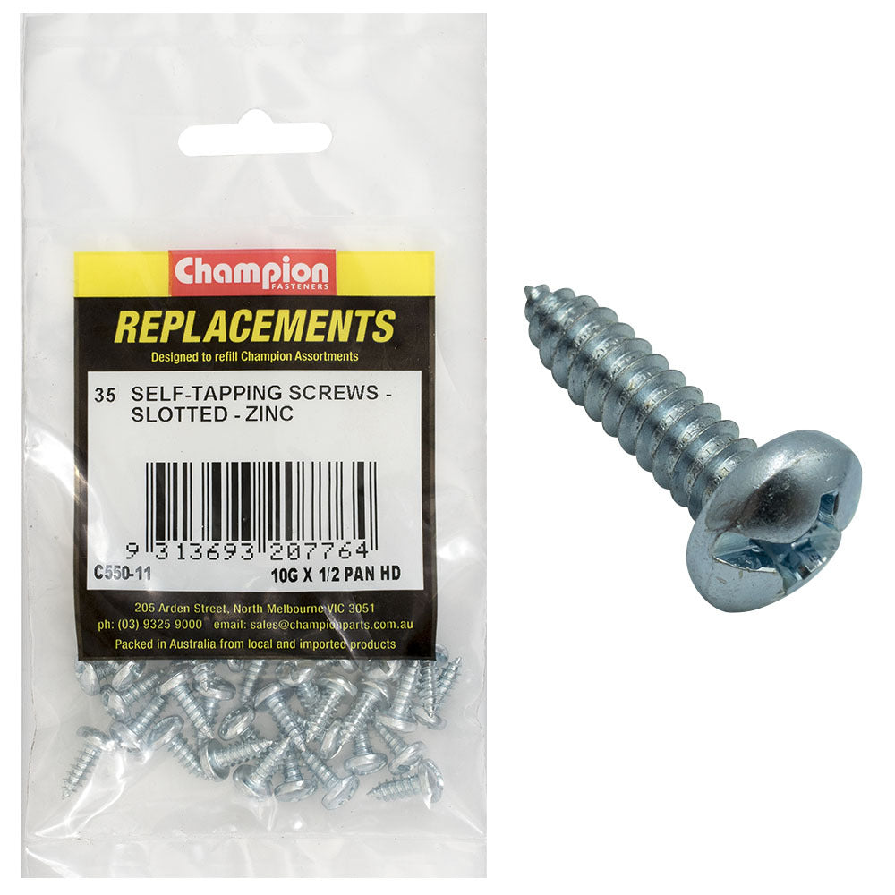 Champion C550-11 Pan Head Combo/Slotted Screw 4.8 x 13mm - 35/Pack