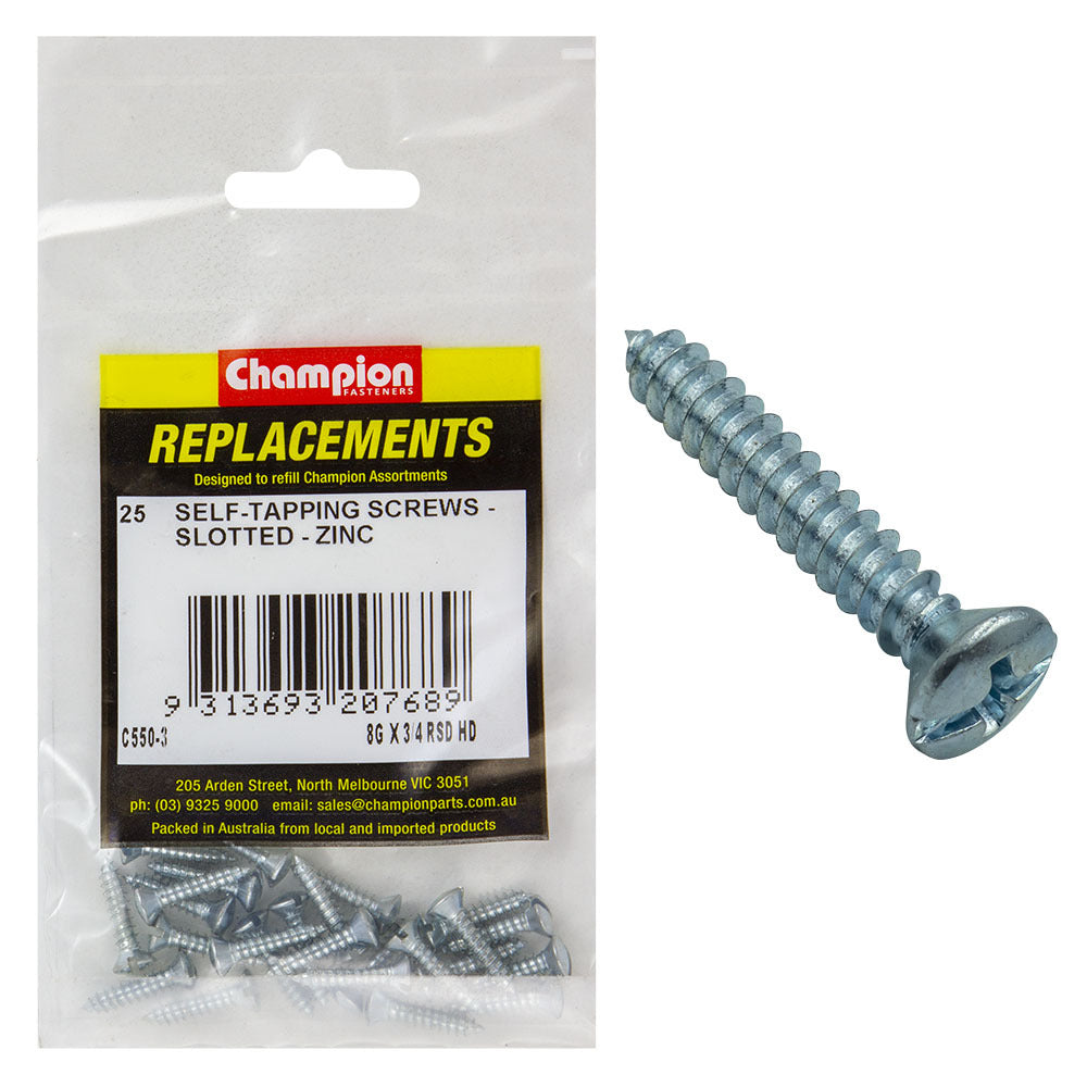 Champion C550-3 Raised Head Combo/Slotted Screw 4.2 x 19mm - 25/Pack