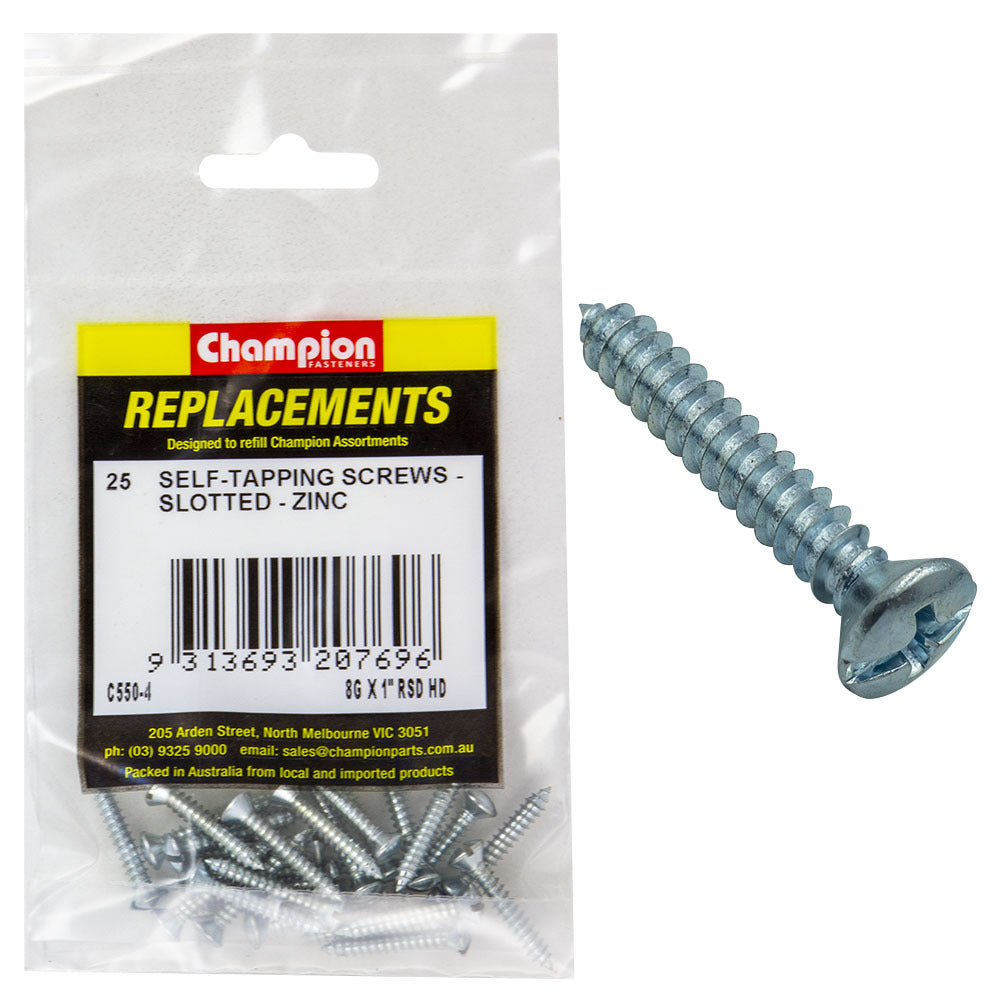 Champion C550-4 Raised Head Combo/Slotted Screw 4.2 x 25mm - 25/Pack