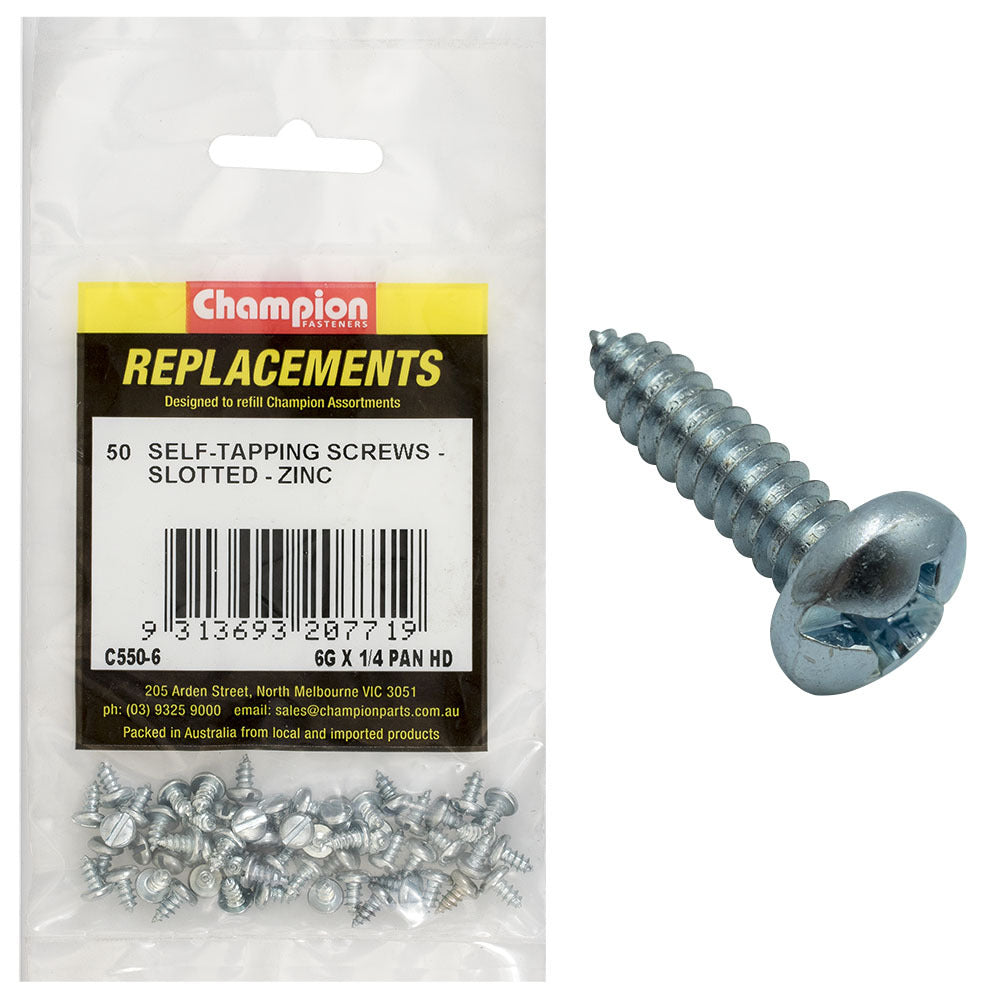 Champion C550-6 Pan Head Combo/Slotted Screw 3.5 x 6mm - 50/Pack
