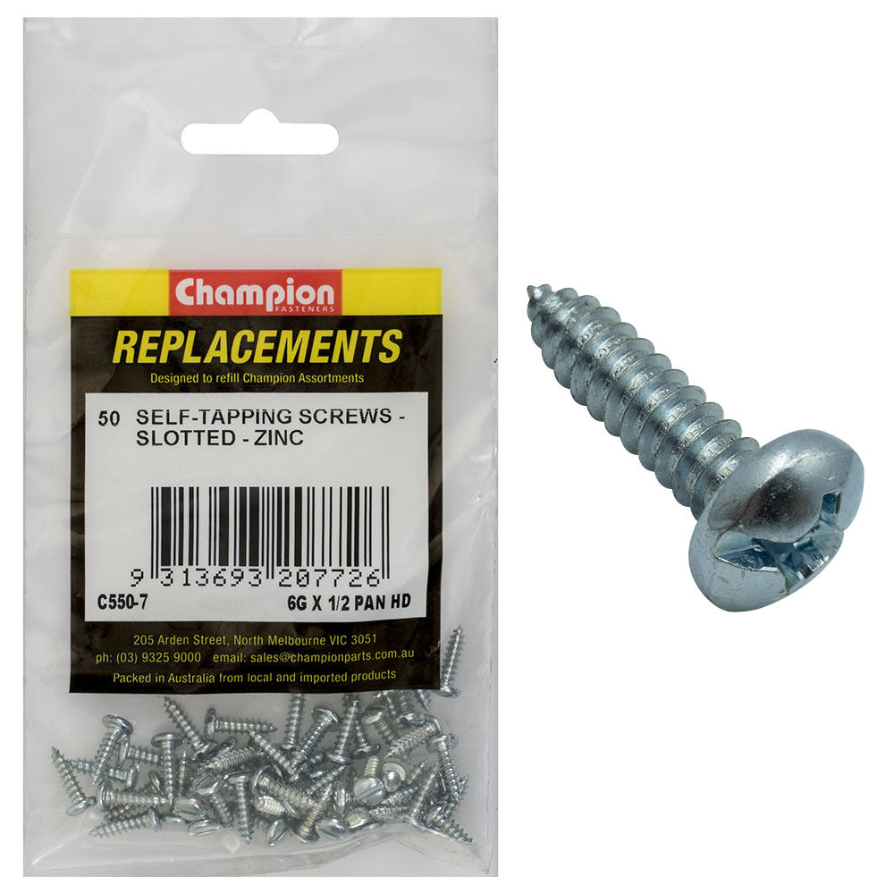 Champion C550-7 Pan Head Combo/Slotted Screw 3.5 x 13mm - 50/Pack