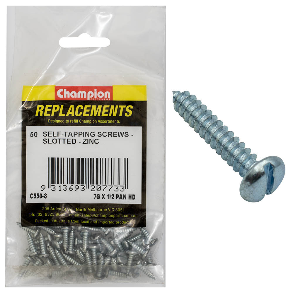 Champion C550-8 Pan Head Combo/Slotted Screw 3.9 x 13mm - 50/Pack