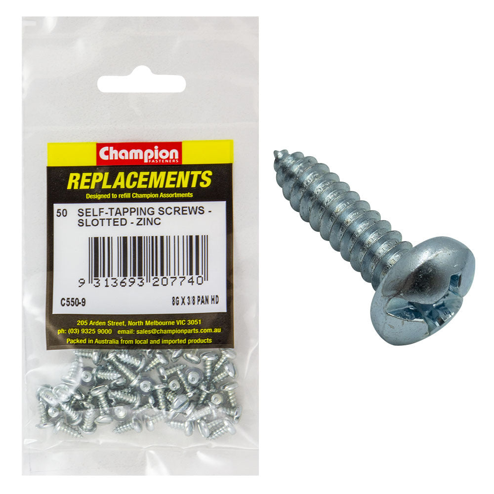 Champion C550-9 Pan Head Combo/Slotted Screw 4.2 x 9.5mm - 50/Pack