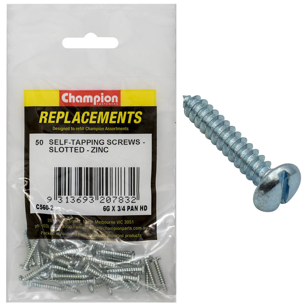 Champion C560-2 Pan Head Combo/Slotted Screw 3.5 x 19mm - 50/Pack