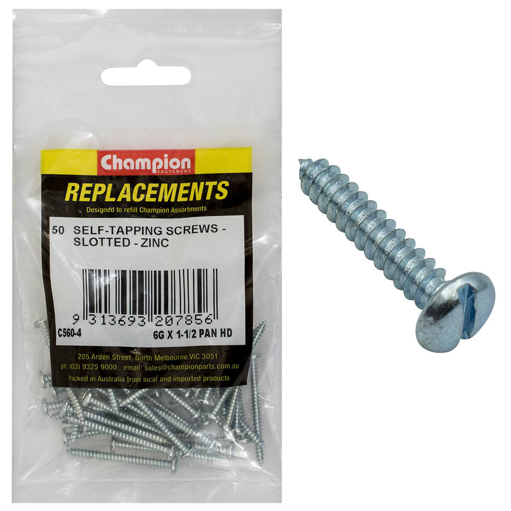 Champion C560-4 Pan Head Combo/Slotted Screw 3.5 x 38mm - 50/Pack