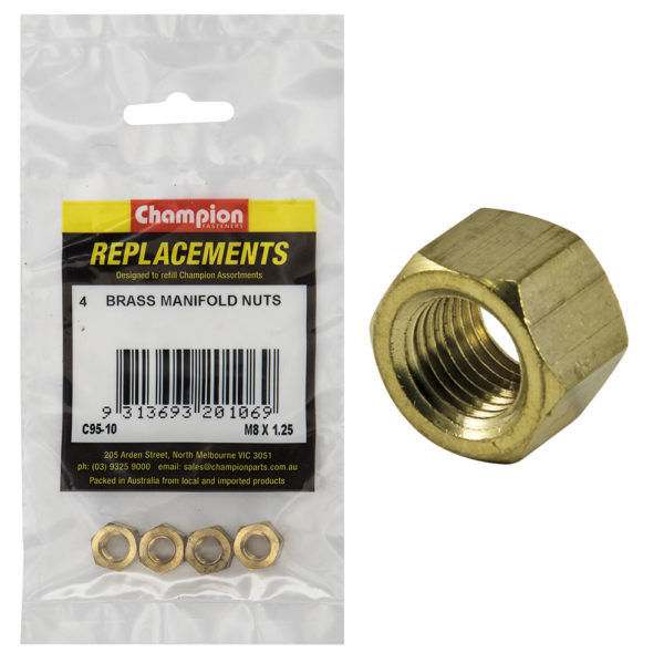 Champion C95-10 Manifold Nut Brass M8 x 1.25mm - 4/Pack