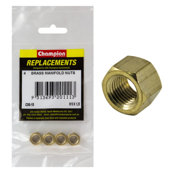 Champion C95-15 Manifold Nut Brass M10 x 1.25mm - 4/Pack
