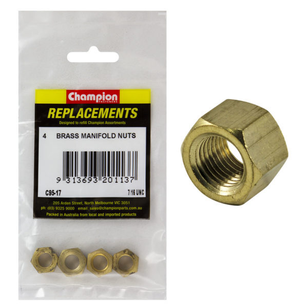 Champion C95-17 Manifold Nut Brass 7/16" UNC - 4/Pack