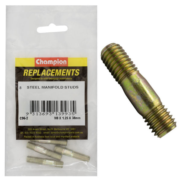 Champion C96-2 Manifold Stud M8 x 38 x 1.25mm - 8/Pack