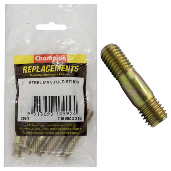 Champion C96-3 Manifold Stud 7/16 x 2 1/4" UNC - 8/Pack