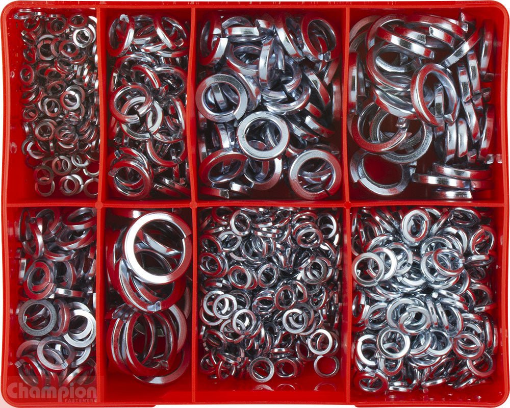Champion CA1008 Spring Washer 3/16" to 3/4" Assortment Kit, 895 Pieces - AIMS Industrial Supplies