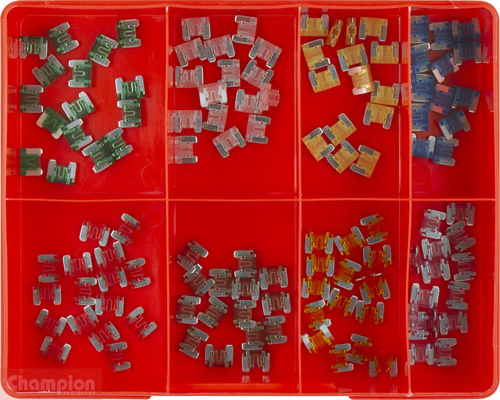 Champion CA111 Low Profile Mini Blade Fuse Assortment Kit - 120 Pieces - AIMS Industrial Supplies