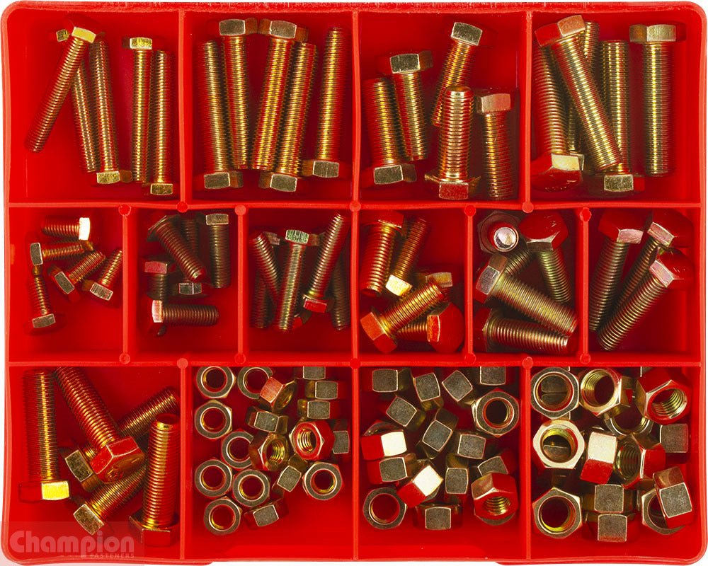 Champion CA120 UNF Set Screw and Nut Assortment Kit, 113 Pieces - AIMS Industrial Supplies