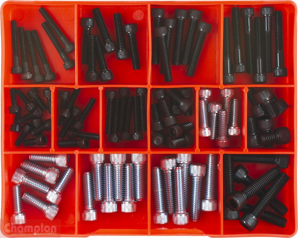 Champion CA1418 Socket Head Cap Screw BSW Assortment Kit, 92 Pieces - AIMS Industrial Supplies
